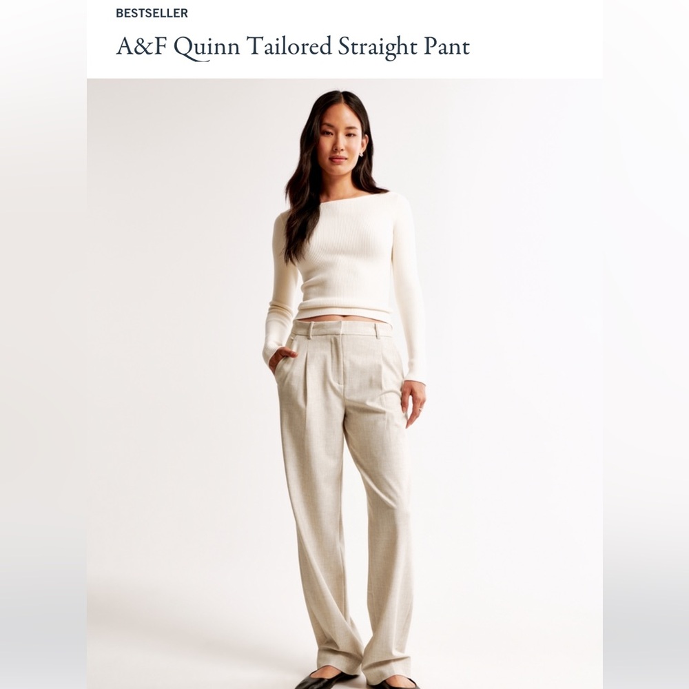 24S NEW Abercrombie & Fitch Quinn Tailored Straight Pant — Light Beige